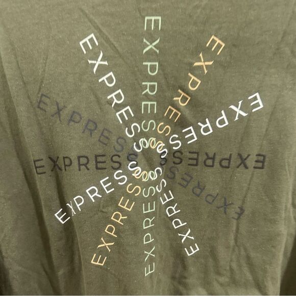 Express army green circle of logos long sleeve tshirt size XL NWT - Picture 6 of 6